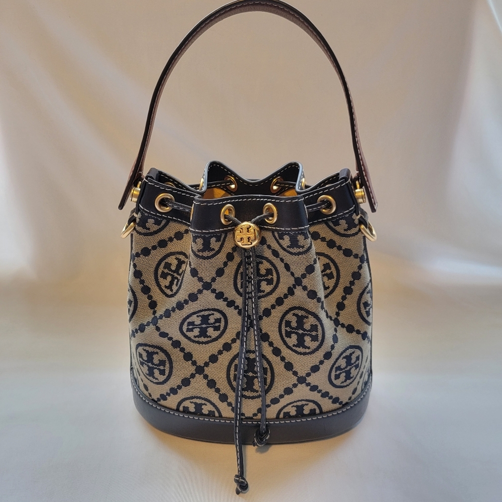 Tory Burch T Monogram Bucket Jacquard Bag and Matching Bi-Fold Wallet